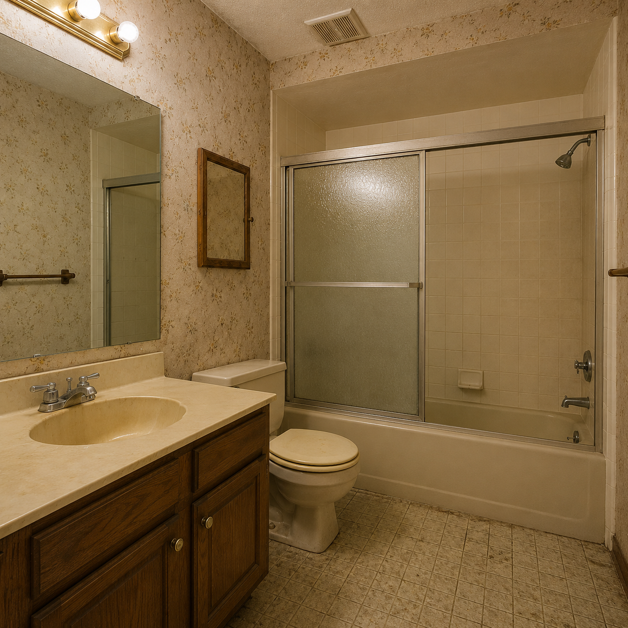 Dated bathroom, before renovation